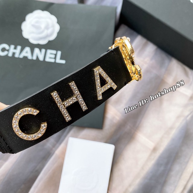 Chanel經典款女士皮帶 香奈兒cc經典logo扣精品彈力扣腰帶  jjp1153